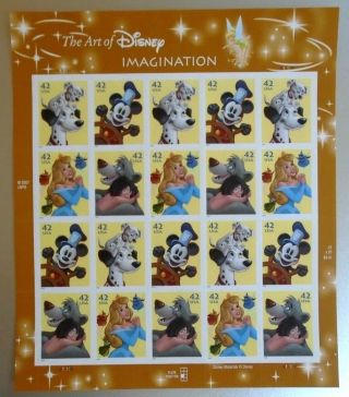 20 The Art Of Disney Imagination 42¢ Usps Postage Stamps & 2007