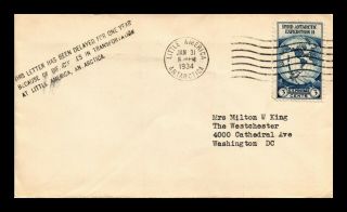 Dr Jim Stamps Us Delayed One Year Little America Antarctica Cover 1934 Backstamp
