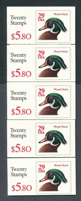 U.  S.  1991 $5.  80 Wood Duck Booklet X4 Nh Face Value $23.  20