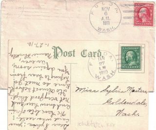 1910 (doane) & 1911 (4 - Bar) Fulda,  Washington Cancels On P - Card & Cover - - Dpo