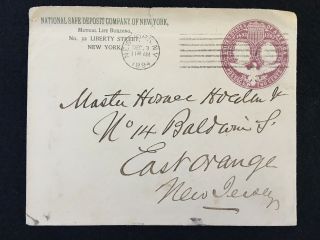 1894 National Safe Deposit Co.  Of N.  Y.  Advertising Cover,  Sc U349 Stamp