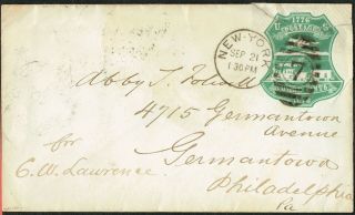 [ref:69] 1876 Entire Cover From York To Philadelphia (tear)