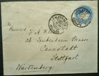 Egypt 1897 1pi Postal Cover From Alexandria To Stuttgart,  Germany - See