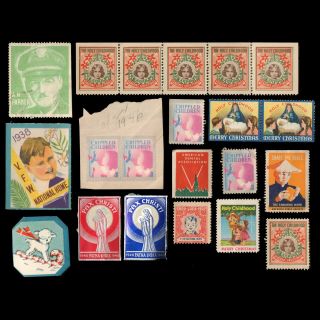 1938 - 1946 Charity Holiday Christmas Easter & Poster Stamps Seals