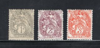 Lot 3 Old 1902 France Offices In Turkey Levant 1c - 3c Stamps Scott 21 - 23