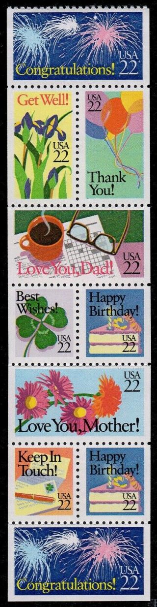 Usa Sc.  2274a 22c Special Occasions 1987 Mnh Booklet Pane Of 10
