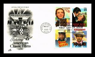 Dr Jim Stamps Us American Classic Films Block Of Four First Day Cover Art Craft