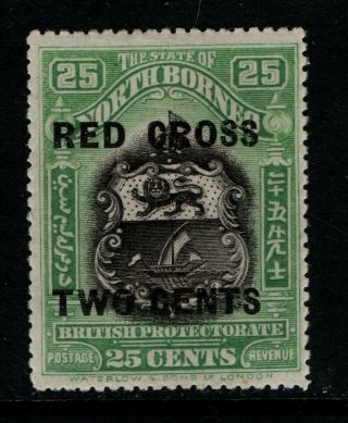 North Borneo 1918 Two Cents On 25c Red Cross Sg229 Mh