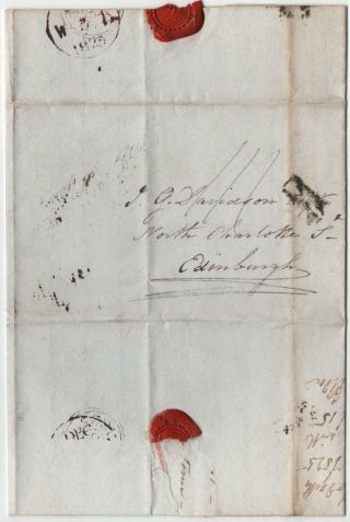 Gb: 1825 Pre - Stamp Entire To Edinburgh With Cancels And Red Wax Seal (26006)