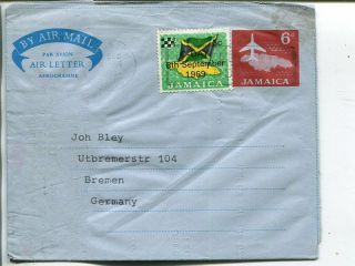 Jamaica Uprated Aerogramme To Germany 1969