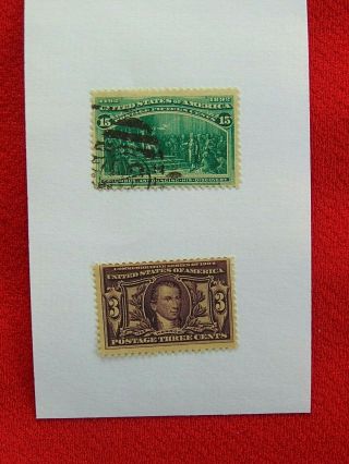Two,  U.  S.  Postage Stamps 1893,  238 & 1904,  325