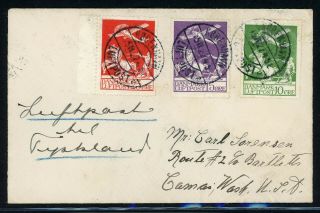 Denmark Postal History: Lot 7 1927 Air Scott C1 - C3 Copenhagen - Camas Wa $$$$