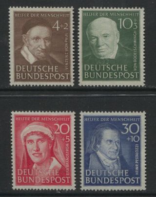 Germany 1951 Portraits Semi Postals Sc B320 - B323 Mnh $120