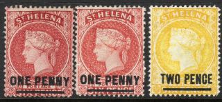 St Helena 1887/94 Part Set Perf 14 Type B Crown Ca Sg37/38/39 (3)