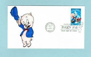 U.  S.  Fdc 3534 Rare J.  Libert Cachet - The Porky Pig Stamp