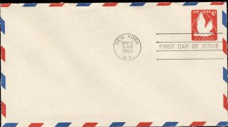 Us 1956 Airmail Postal Stationery Envelope First Day Cover Uc25 York