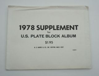 H.  E.  Harris Stamp Album Pages 1978 Supplement United States Plate Blocks