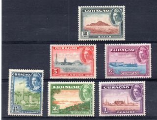 6 Curacao Sc 164 - 167 Stamps Queen Wilhelmina 1943 Bonaire Aruba Saba Id 993