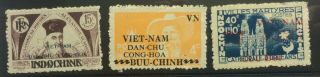 Vietnam - Dan - Chu Cong - Ha Buu - Chinh Overprints X 3