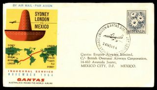 Mayfairstamps Australia 1964 Sydney To Mexico City Qantas First Flight Wwb77819