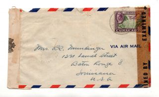 Aruba To Us Censored Examined Airmail Stamp Cover Curaco Luchtpost 1944 Id 331