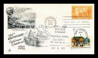Dr Jim Stamps Us California Statehood Centennial Fdc Cover Scott 997 Combo