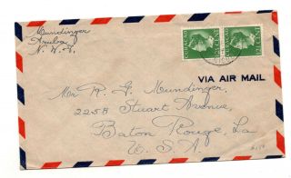 Aruba Nwi To Us Baton Rouge La Airmail Stamp Cover Curaco Luchtpost 1948 Id 333