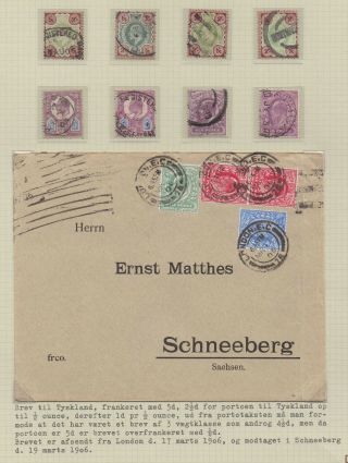 Lot:31567 Gb Edvii Cover Definitive Stamps On Cover To Schneeberg 17 May 1906