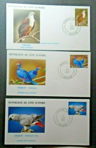 1983 Birds Wildlife Set On 3 Fdcs France Cote D 