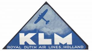 Netherlands,  Airmail Label,  Klm (triangle,  Blue)