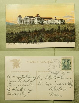 Dr Who 1907 Kaaterskill Ny Hotel Postcard To Boston Ma E49941