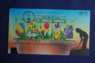 Garden Flowers 29c Stamps Fdc Ken Bevil Cachet Sc 2760 - 64 09349 Full Pane Tulip
