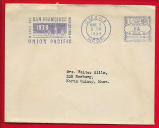 Us 1939 Union Pacific Meter Cover W/san Francisco Worlds Fair Advertising