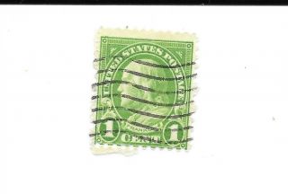 1 Cent Lime Green Benjamin Franklin Stamp,  Canceled,