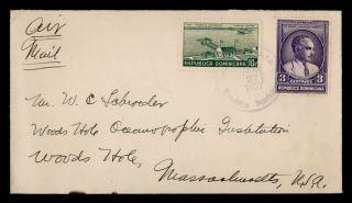 Dr Who 1937 Dominican Republic To Usa Air Mail C119112