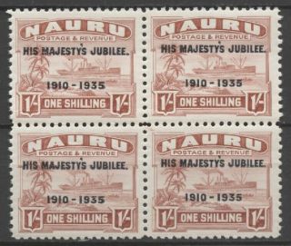 No: 68214 - Nauru - 1 Shilling - " Majesty Jubilee " - An Old Block Of 4 - Mnh