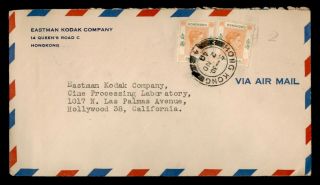 Dr Who 1949 Hong Kong Airmail To Usa Advertising Kodak Picture Co E53962