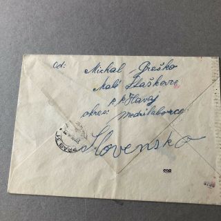 Z) Air mail registered cover Slovakia Czekoslovakia BuM 1944 Havaj stamp cut 3