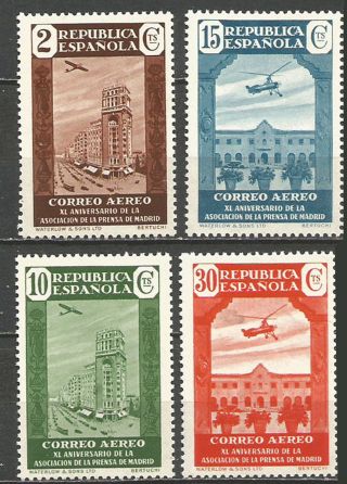 Spain 1936 Spanish Republic Civil War Air Mail Helicopter Madrid Mnh 1937 1938