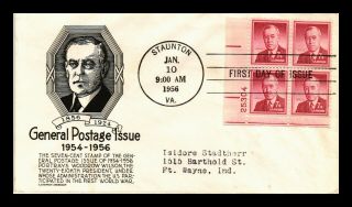 Dr Jim Stamps Us Woodrow Wilson Fdc Cs Anderson Cover Plate Block Scott 1040
