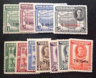 Somaliland Protectorate 1951 Currency Set Of 11 Stamps Hinged