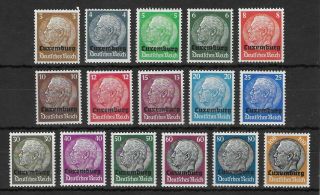 Luxembourg German Occupation 1940 Nh Complete Set Michel 1 - 16 Vf