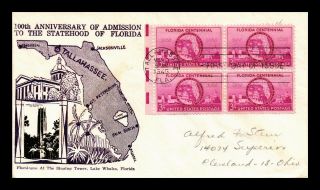 Dr Jim Stamps Us Florida Centennial First Day Cover Scott 927 Photo Cachet Block