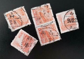 5 Pieces Of Pr China 1950s Tien An Mun Stamps $800 With 山西 Shanxi Cancels