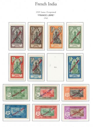 French India - 1941 Mh - 1929 Issues Overprinted " France Libre "