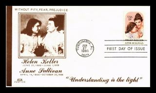 Dr Jim Stamps Us Helen Keller Anne Sullivan Fdc Justice Cover Tuscumbia
