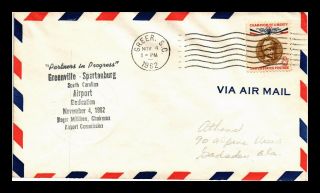 Us Cover Greenville Spartanburg Airport Dedication Air Mail Signed Back