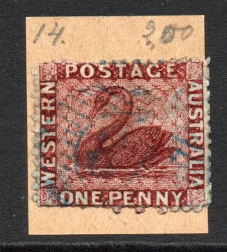 Western Australia 1 Penny Stamp C1863 - 64? On Piece