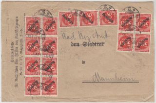 Germany Dr 1923 (29.  8. ) Off.  Cover Berlin To Mannheim 50 X D 81 (correct 2nd.  Rate)