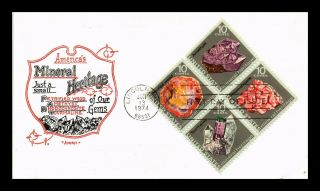 Dr Jim Stamps Us Americas Mineral Heritage Art O Pages Fdc Cover Block Of Four